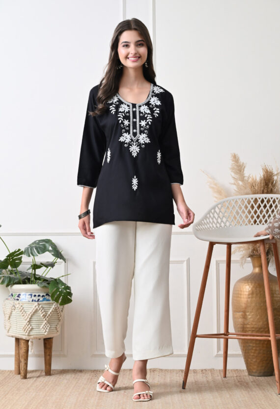 Neck Pattern Black Kurti Set For Women