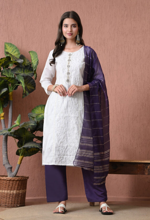 White And Blue Set Of Suit For Women
